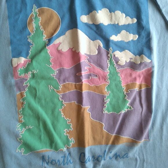 Vintage North Carolina Landscape Pastel Graphic T-Shirt - Picture 1 of 7